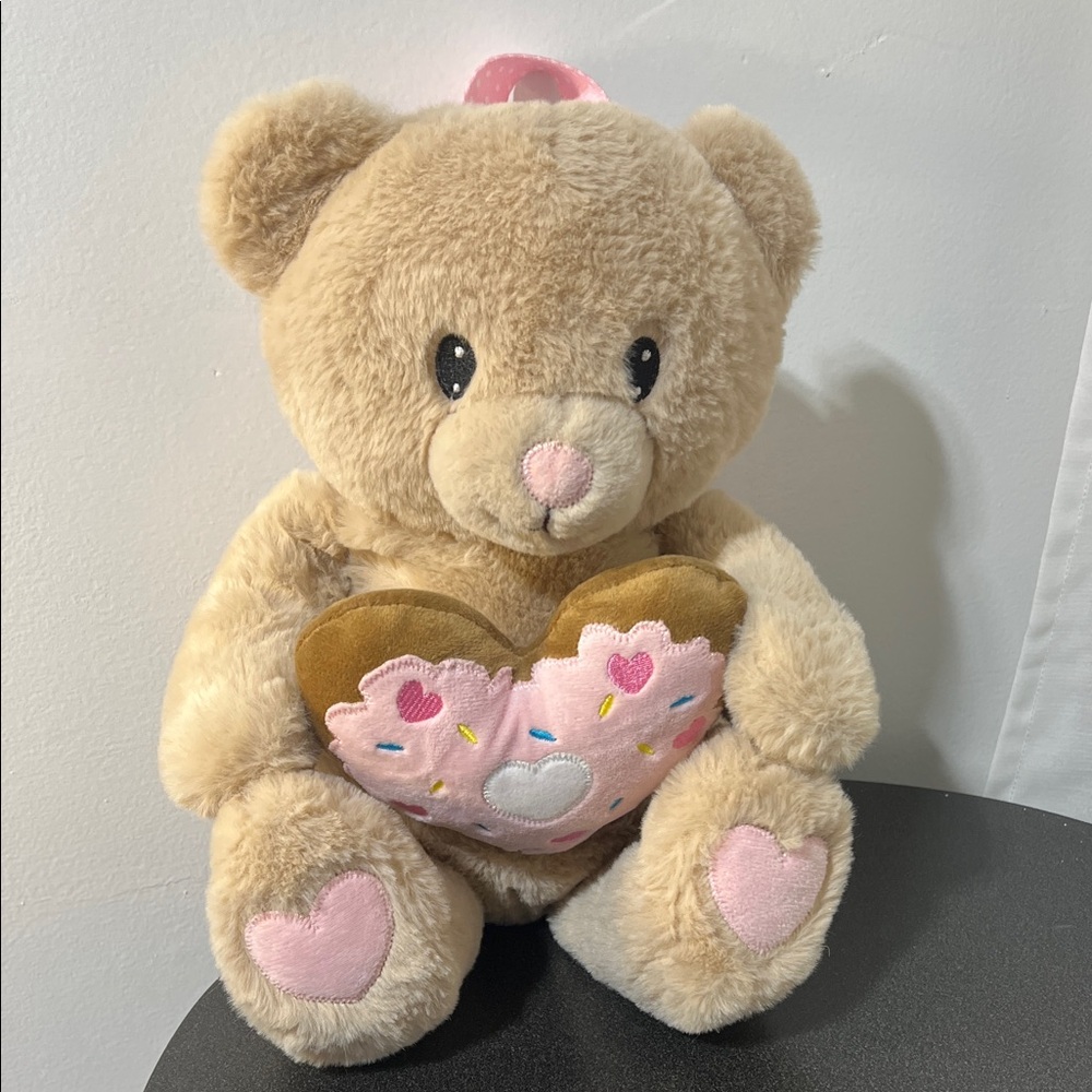 Adorable Teddy Bear Backpack with Pink Heart Valentines